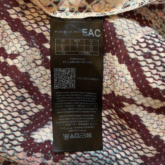 GUESS Snake Print Ruffle Sleeve Flowy Blouse Size Large - Picture 10 of 11